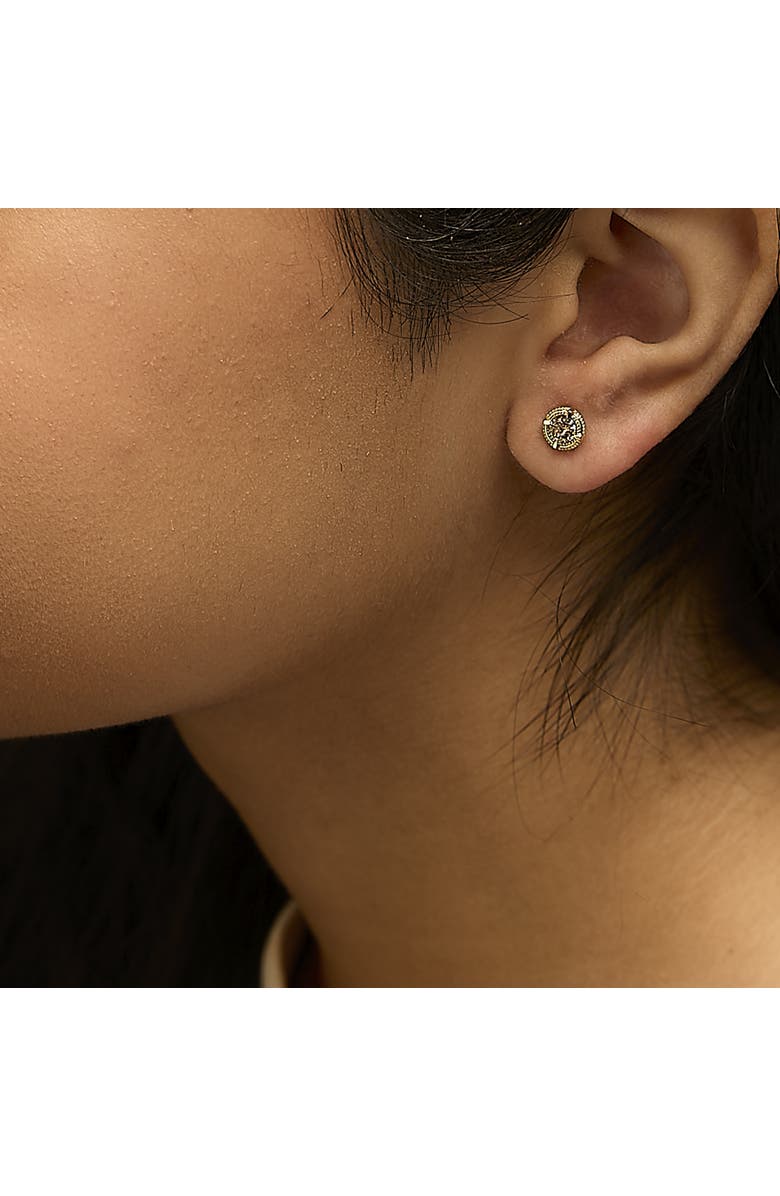 Haus of Brilliance 14K Yellow Gold Plated Silver 1/2 Ct Diamond Solitaire Milgrain Stud Earrings, Alternate, color, Yellow