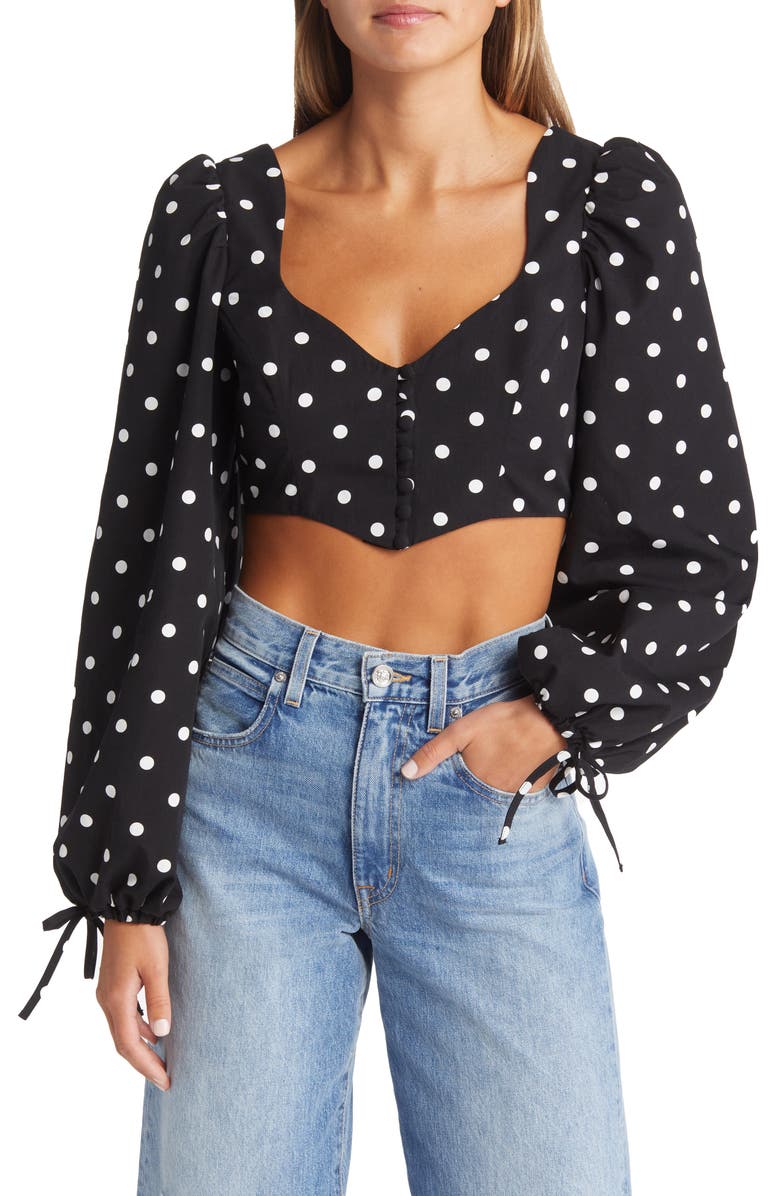 Topshop Spot Corset Crop Top, Main, color,