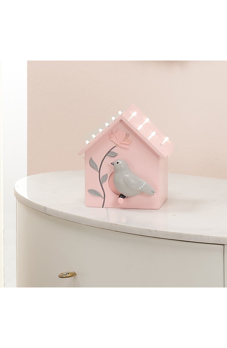 Lambs & Ivy Petals Birdhouse Table Top Night Light LED Lamp, Alternate, color, Pink