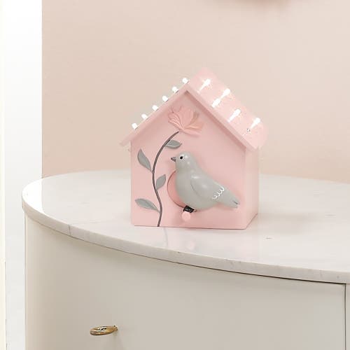 Lambs & Ivy Petals Birdhouse Table Top Night Light Led Lamp In Pink