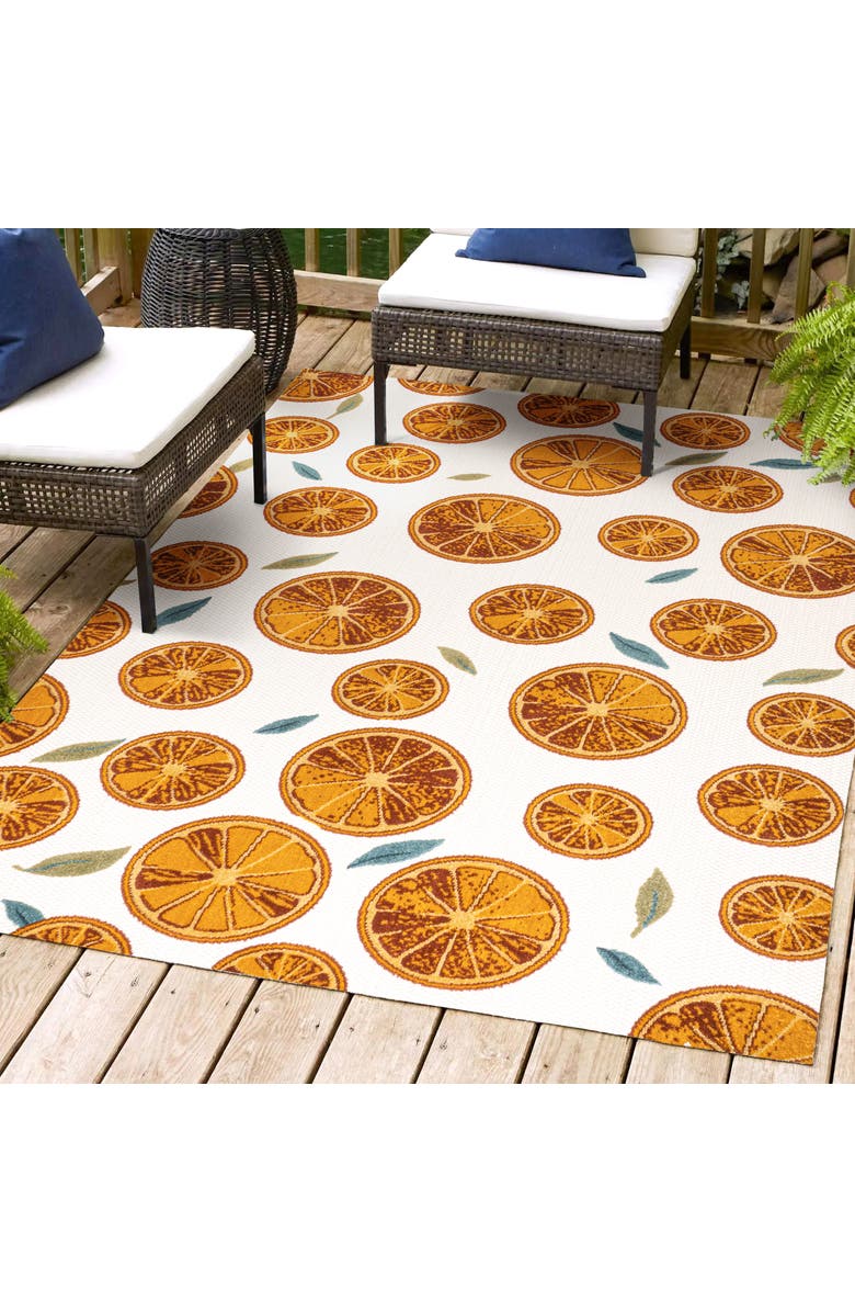 JONATHAN Y Aranciata Citrus Slice High-Low Indoor/Outdoor Area Rug, Alternate, color, Orange/Cream