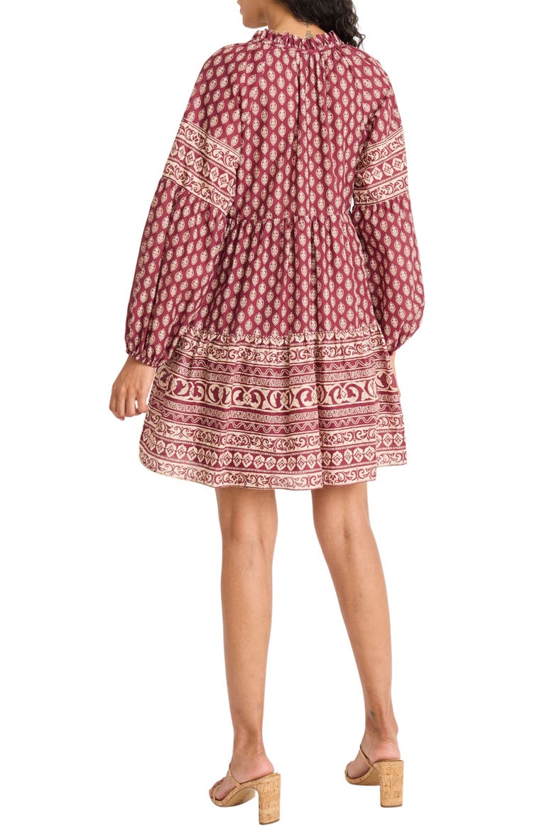 Long Sleeve Cotton Minidress, Alternate, color, BRICK/ TAN
