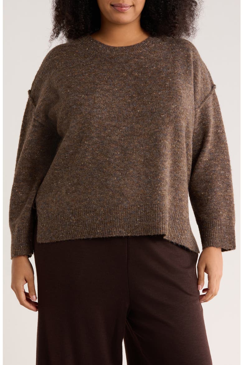 Crewneck Sweater, Main, color, HEATHER BROWN