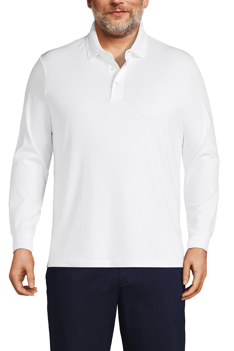 Long Sleeve Cotton Supima Polo Shirt, Alternate, color, White