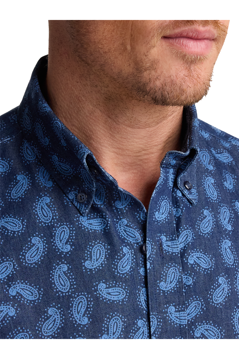 Slim Fit Cotton Denim Casual Shirt, Alternate, color, Dark Navy
