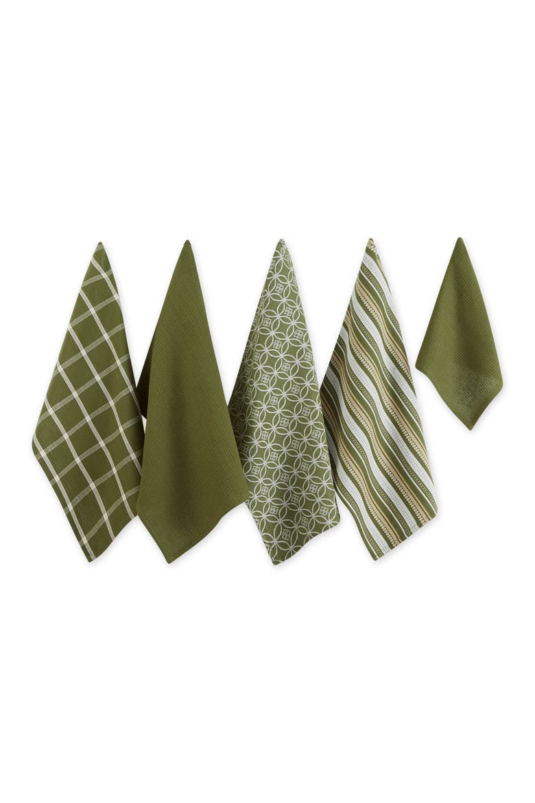 Everyday Assorted Dishtowel & Dishcloth Set/5, Main, color, Sage