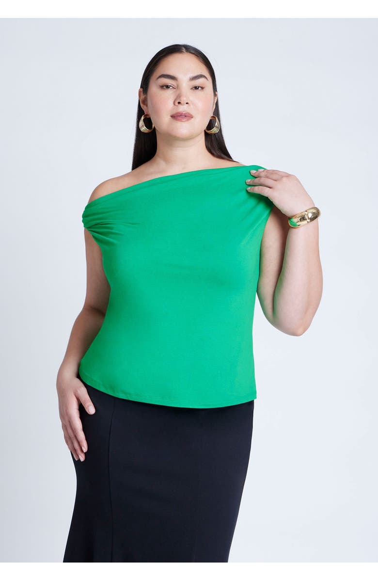 ELOQUII Asym Twist Sleeve Top, Main, color, Bright Green