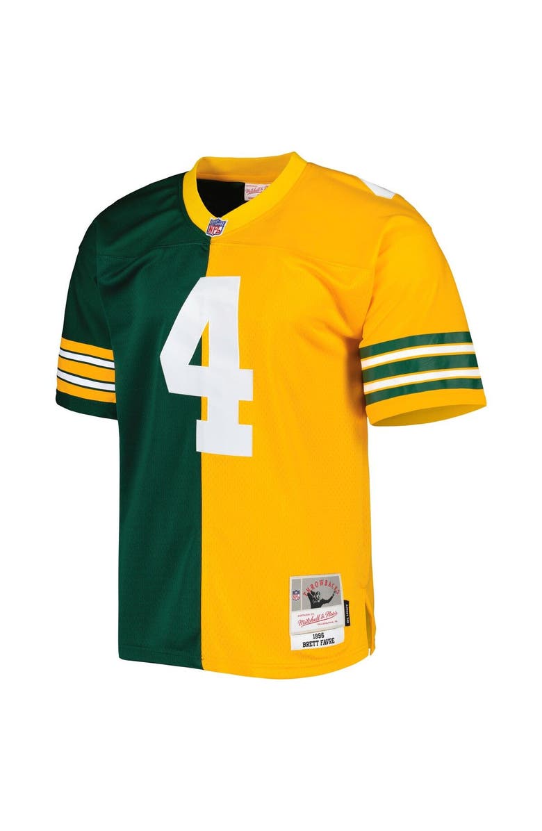 Mitchell & Ness Men's Mitchell & Ness Brett Favre Green/Gold Green Bay Packers 1996 Split Legacy Replica Jersey, Alternate, color, 