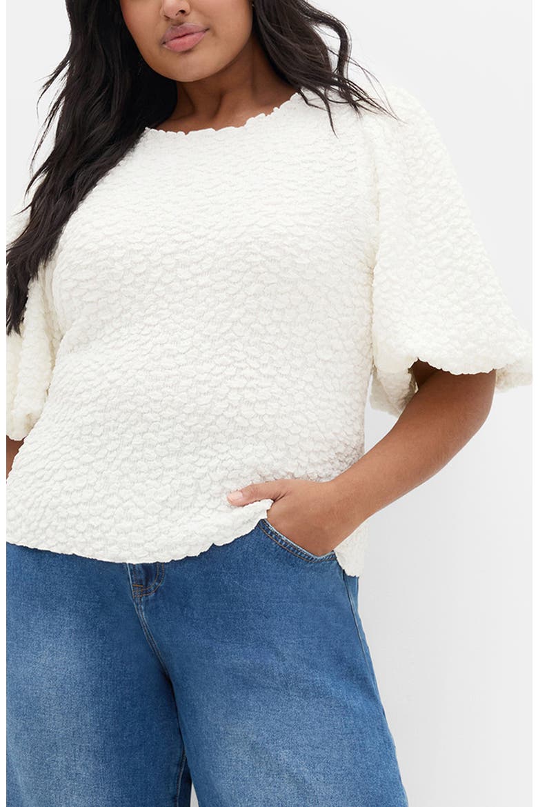 Chrissie Texture Puff Sleeve Top, Main, color, IVORY