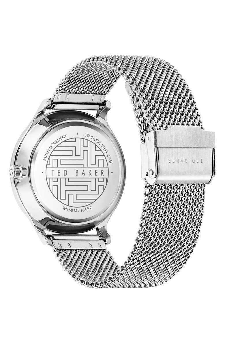 Ted Baker London Manhatt Multifunction Mesh Strap Watch, 42mm, Alternate, color, Silver