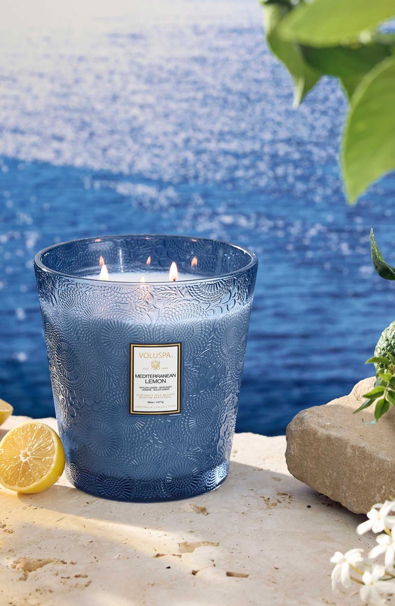 Voluspa Mediterranean Lemon Three-Wick Hearth Candle, Alternate, color,