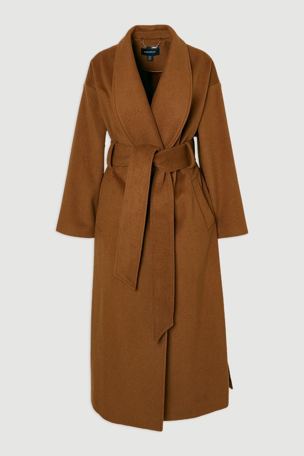 Brushed Wool Wrap Tailored Maxi Coat - image 4
