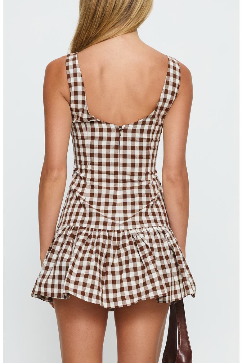Kolbie Gingham Sleeveless Cotton Tiered Minidress, Alternate, color, BROWN GINGHAM