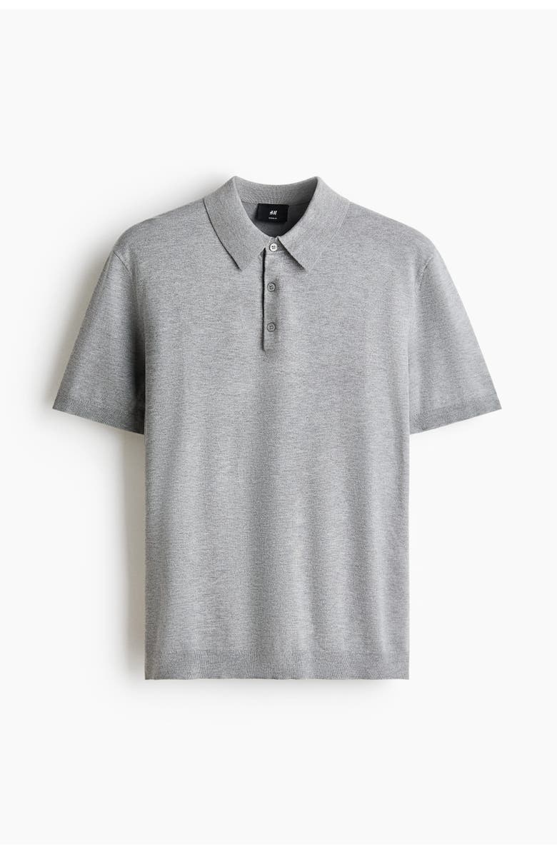 H&M Regular Fit Polo Shirt, Main, color, Gray Melange