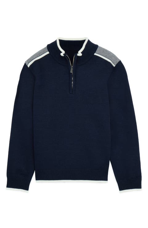 Kids' RAW X Shoulder Detail Quarter Zip Sweater (Big Kid)