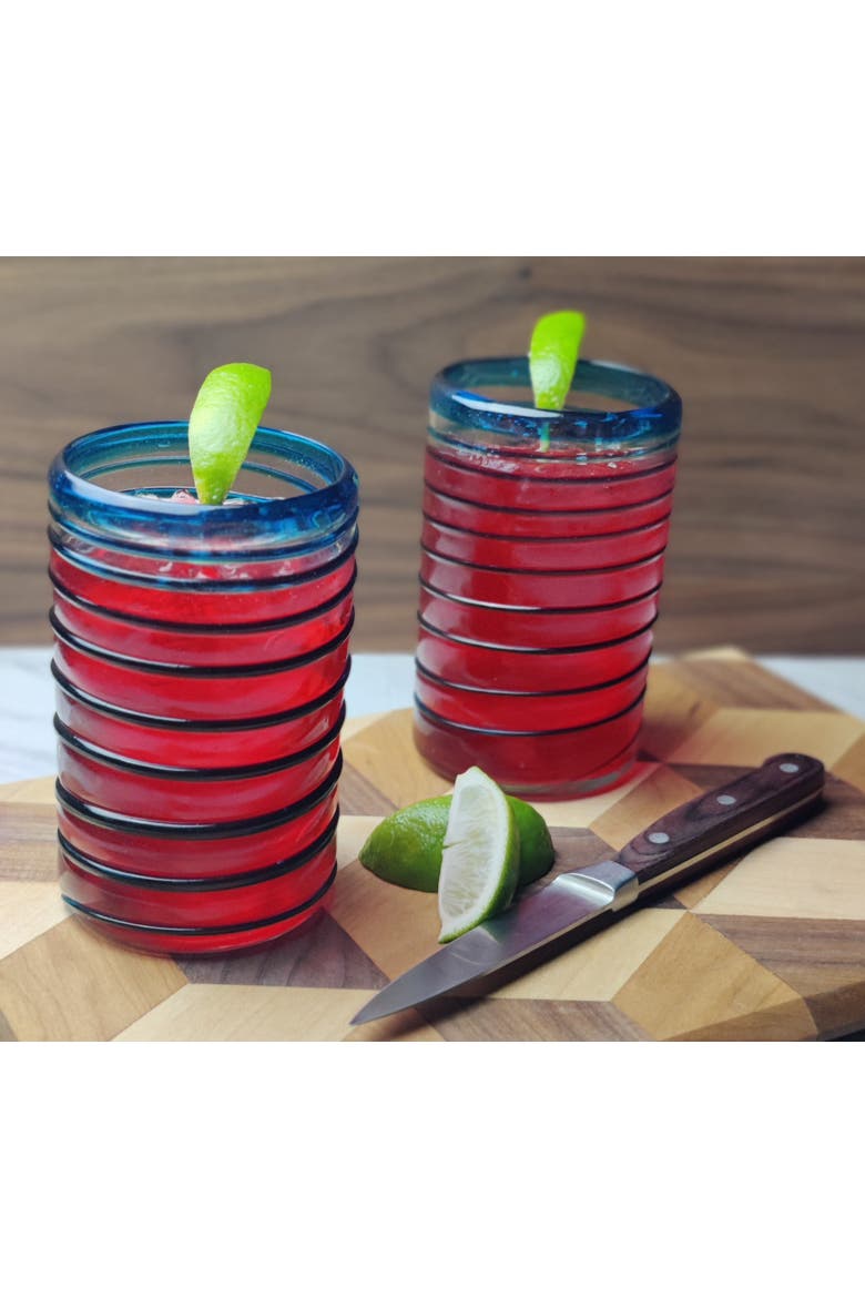 Spiral Design Drinking Glasses - Set of 6, Alternate, color, Aqua