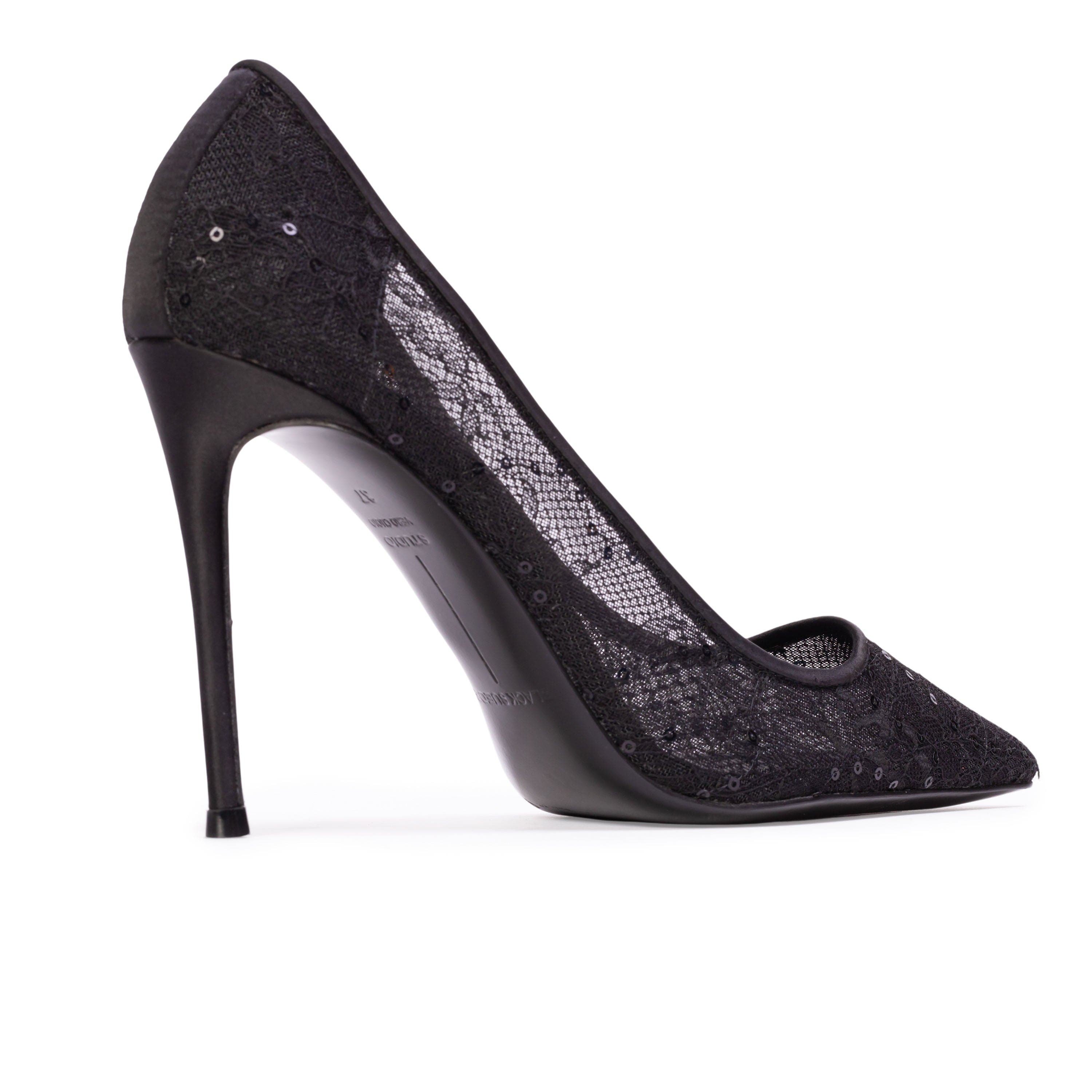 BLACK SUEDE STUDIO Marina 100 Pump, Alternate, color, Black Sequin Lace