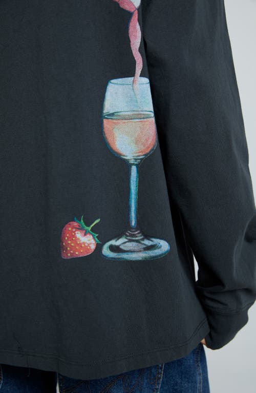 DAMSON MADDER DAMSON MADDER ROSÉ WINE LONG SLEEVE ORGANIC COTTON GRAPHIC T-SHIRT