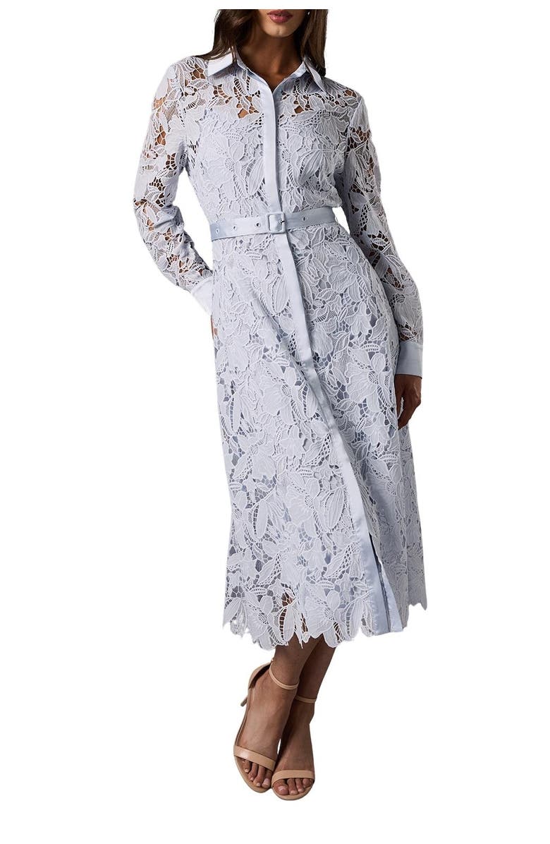 Coast Lace Long Sleeve Shirt Dress, Alternate, color, Light Blue