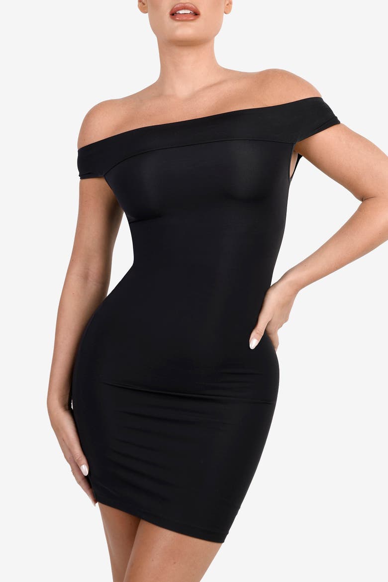 Shapewear Off-the-Shoulder Bodycon Mini Dress, Alternate, color, Classic Black