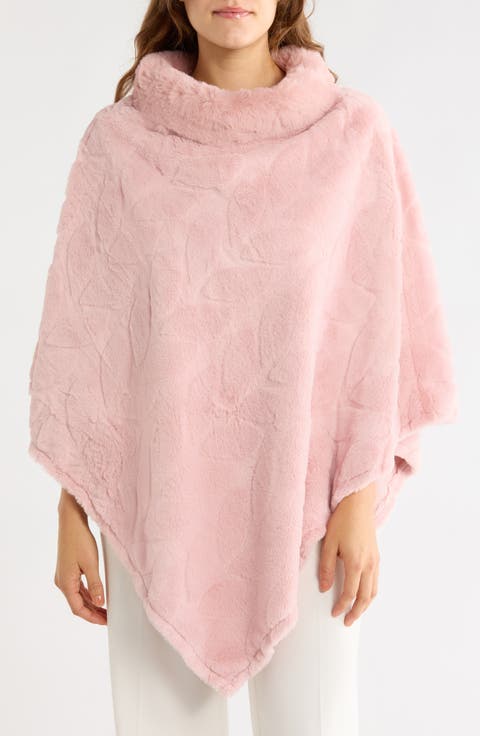 Faux Fur Cowl Neck Poncho