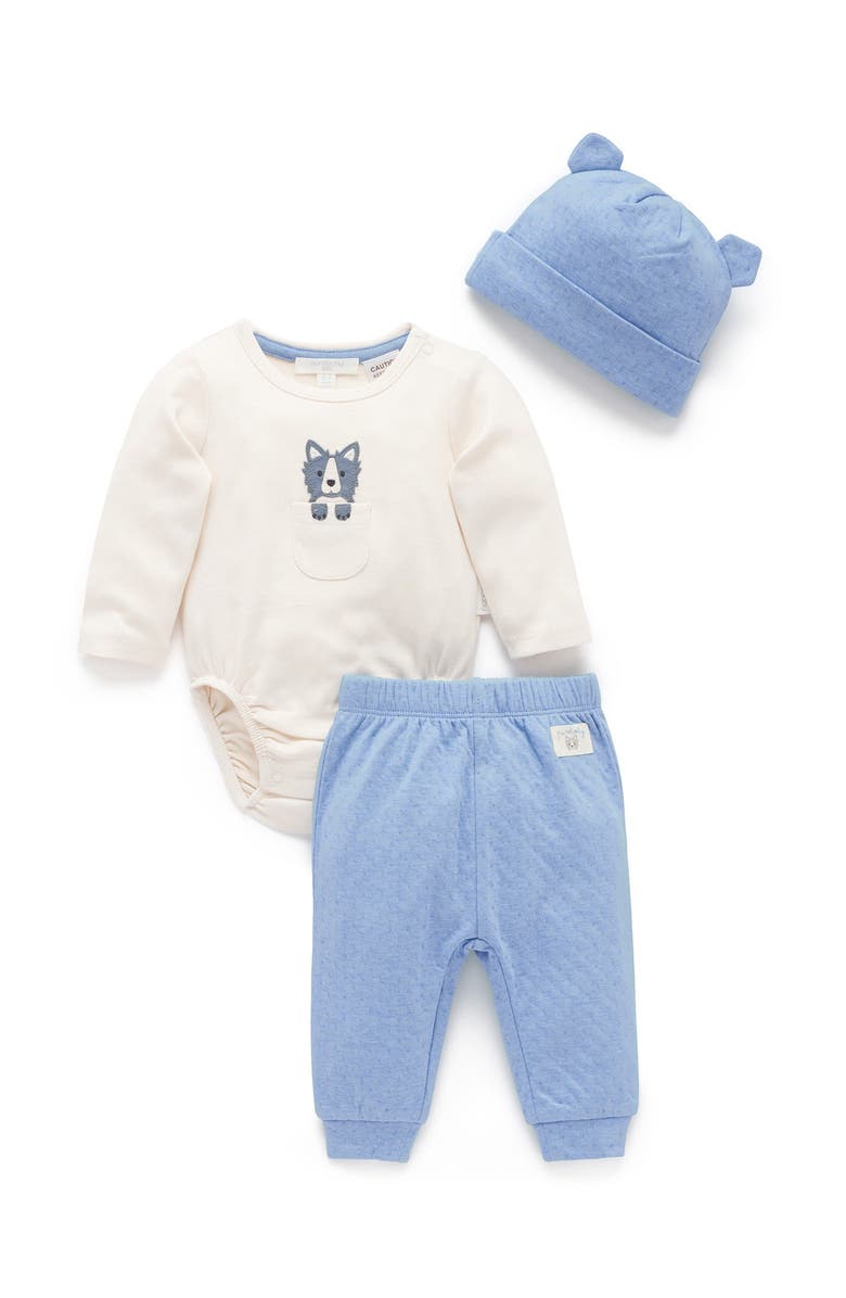 Purebaby 3 Piece Gift Set, Main, color, Bluestone Melange