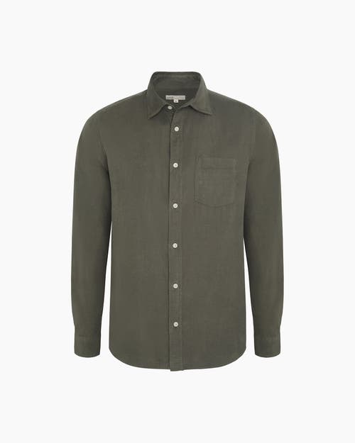 Onia Micro Cord Long Sleeve Button Down In Green