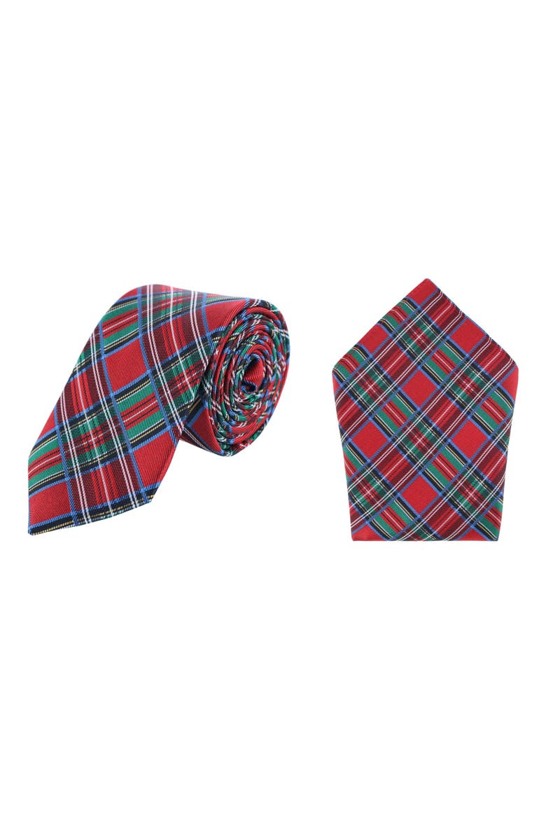Nicholas Tartan Plaid Silk Necktie and Pocket Square Bundle, Main, color, Multi