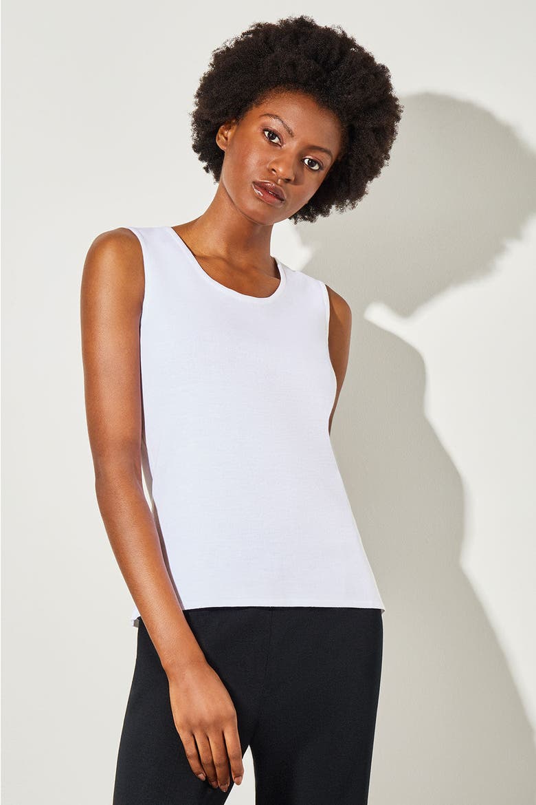 Scoop Neck Sweater Tank, Main, color, WHITE