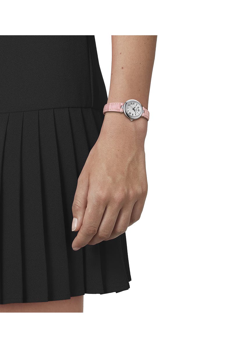 Tissot Bellissima Leather Strap Watch, 26mm, Alternate, color, Pink