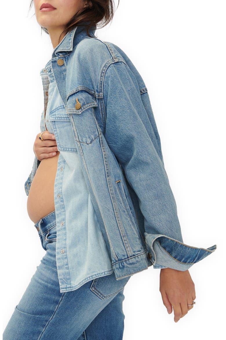 The Classic Maternity Jean Jacket, Main, color, LIGHT WASH