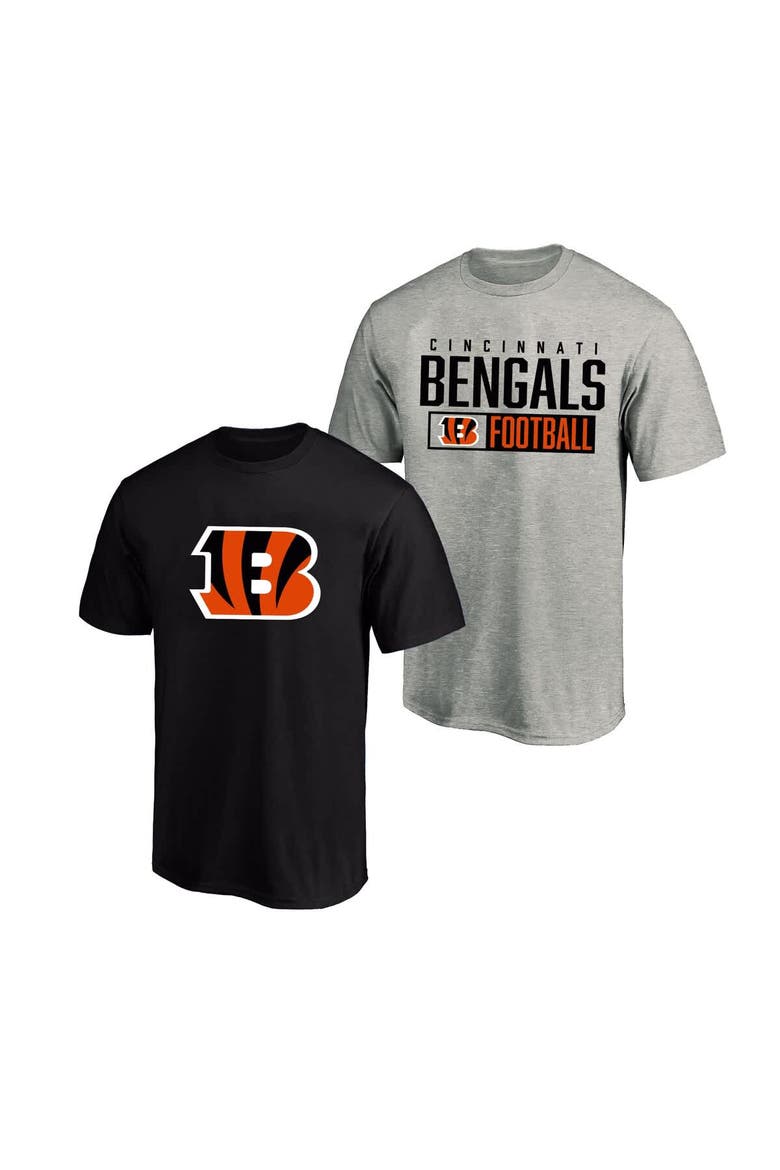 Men's Fanatics  Heather Gray/Black Cincinnati Bengals Big & Tall 2-Pack T-Shirt Set, Main, color, Heather Gray