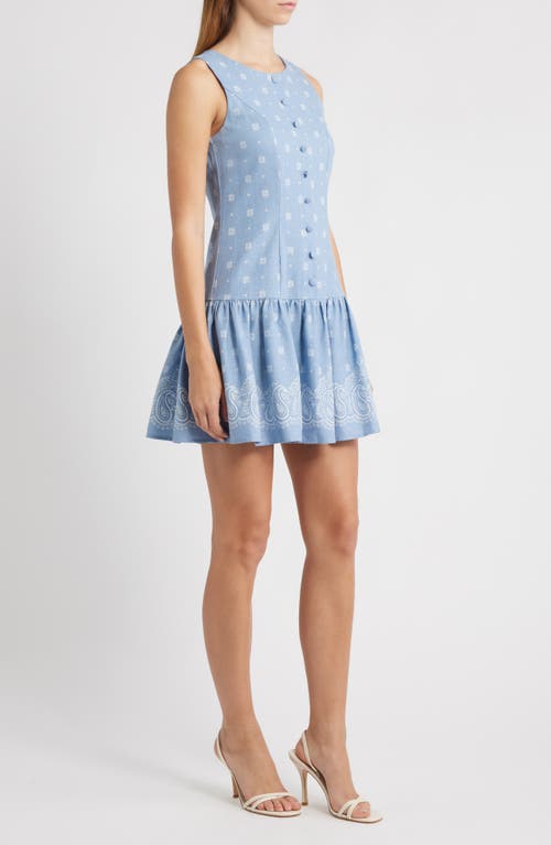 Wayf Martini Drop Waist Minidress In Blue