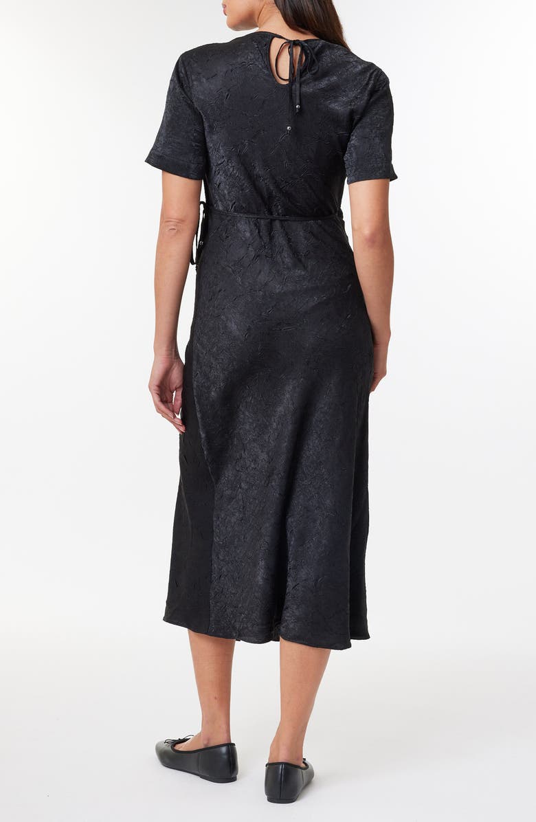 Scotch & Soda Crushed Satin Wrap Front Midi Dress, Alternate, color, 