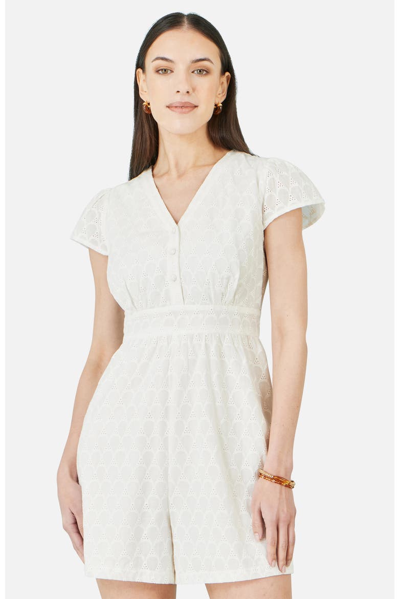 Cotton Broderie Anglaise Playsuit, Alternate, color, White