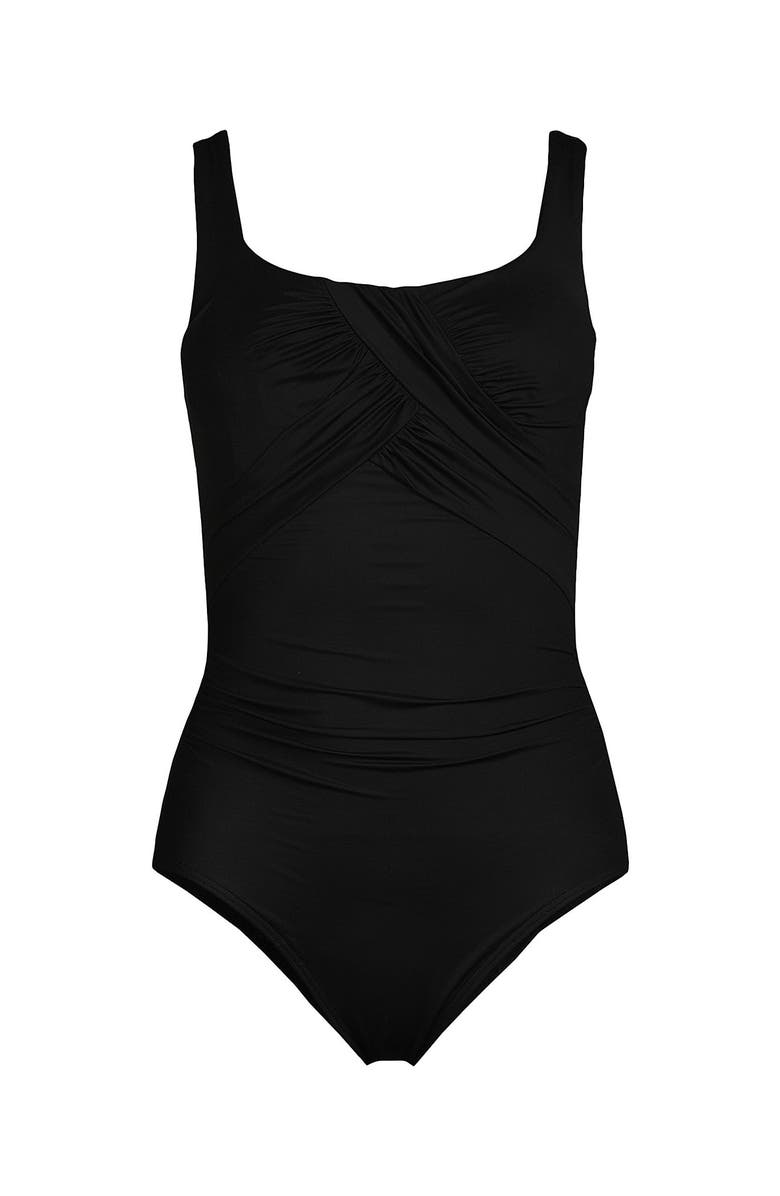 Lands' End SlenderSuit Carmela One Piece Swimsuit, Alternate, color, Black