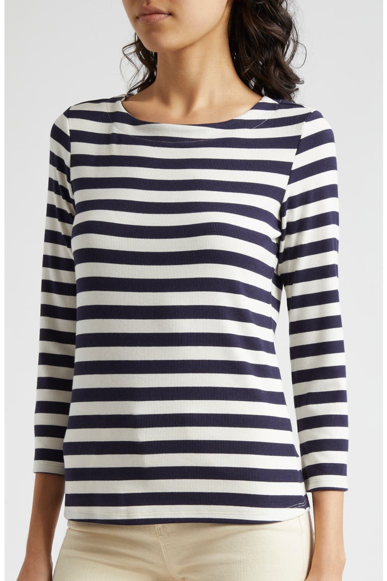 Lucille Stripe Rib Top, Alternate, color, NAVY/ WHITE STRIPE