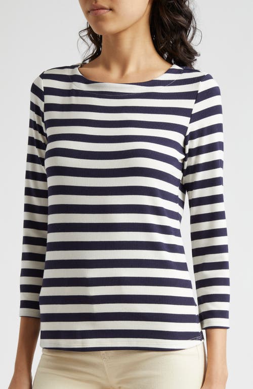 L Agence L'agence Lucille Stripe Rib Top In Navy/white Stripe