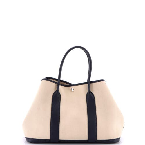 Pre-owned Hermes  Hermes Garden Party Tote Toile And Leather 36 In White