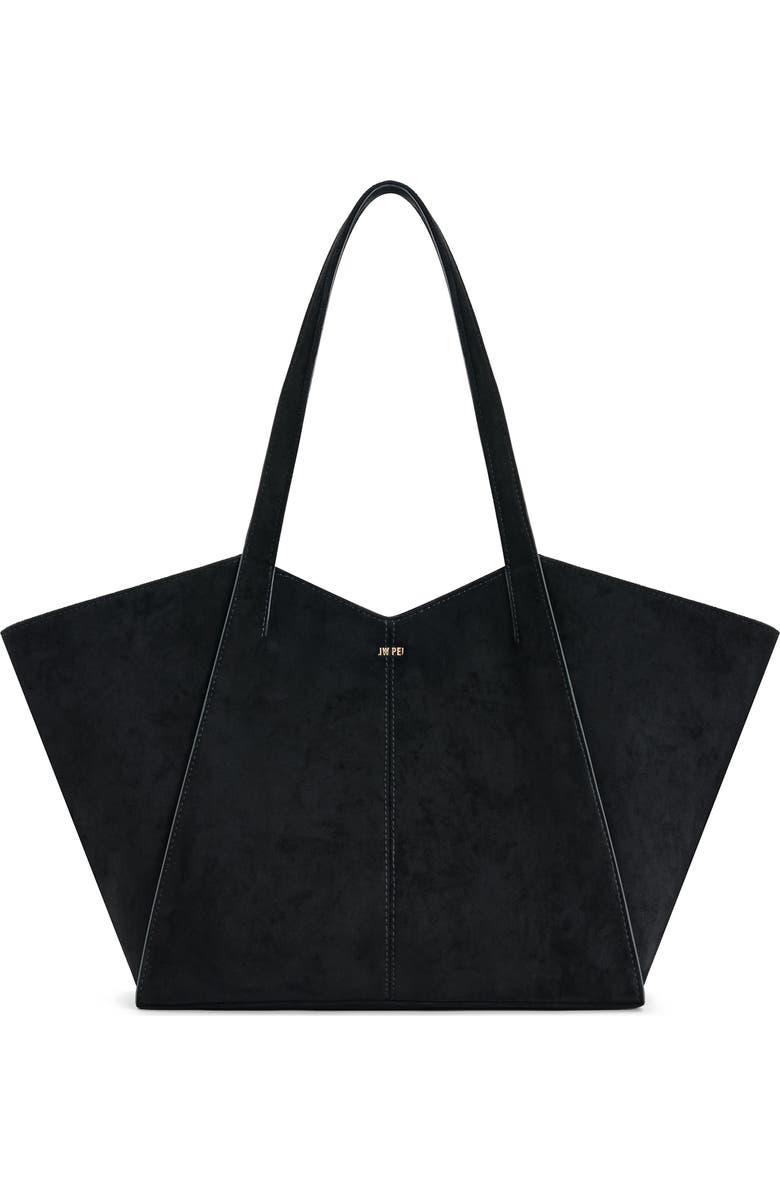 JW PEI Large Kiana Faux Suede Tote, Main, color, Black