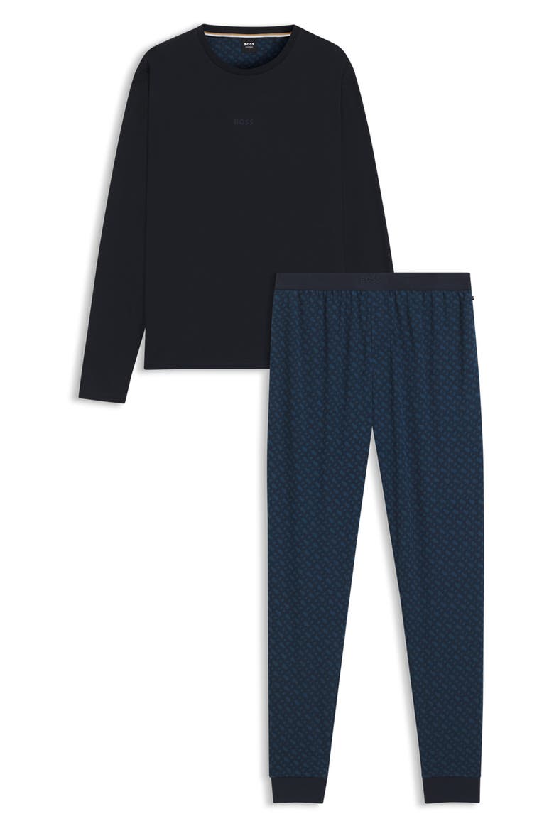 Relax Long Pajama Set, Alternate, color, DARK BLUE
