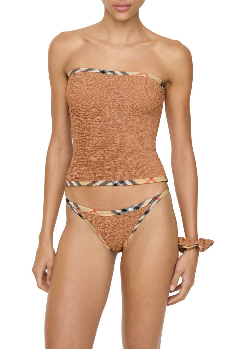 Devyn 2-in-1 Swim Skirt/Tube Top & Matching Scrunchie Set, Alternate, color, METALLIC COCOA