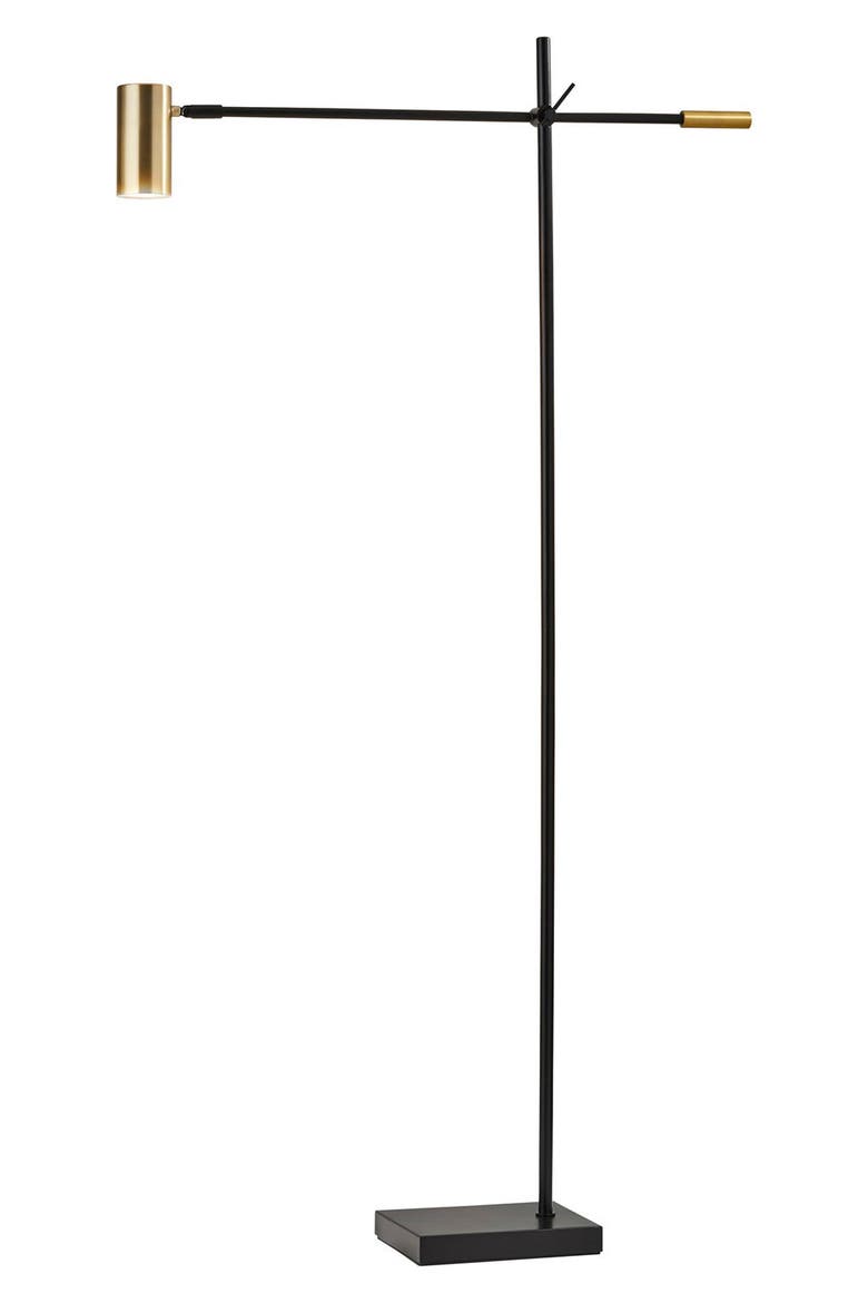 Collette LED Floor Lamp, Main, color, BLACK WITH ANTIQUE BRASS