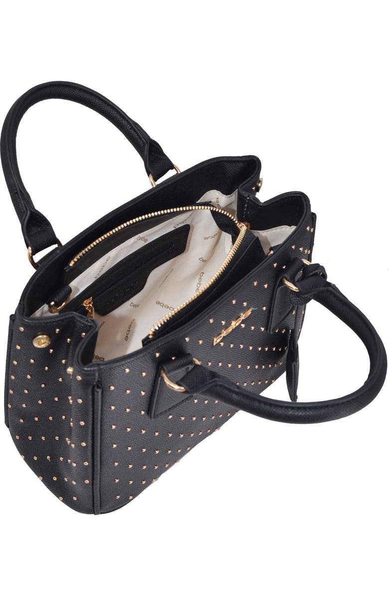 bebe Sagan Studded Mini Satchel, Alternate, color, Black