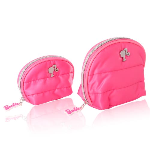 Barbie Pink Quilted Makeup Bag Set, Large And Small In Pink