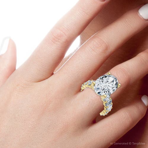 Bliss Diamond Certified 6ct Oval Diamond Engagement Ring 14k Gold Lab Grown