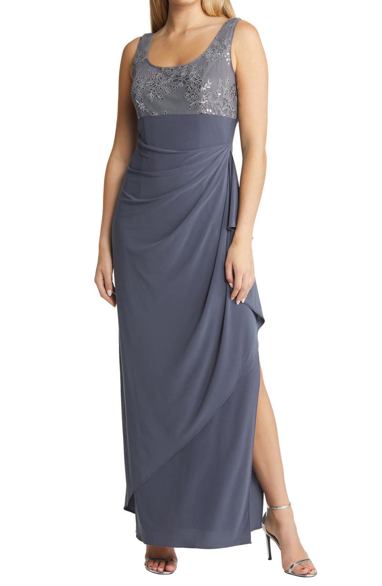 Alex Evenings Embroidered Empire Gown with Jacket, Alternate, color,