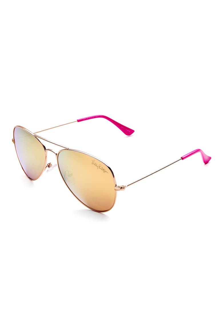 Lexy 59mm Polarized Aviator Sunglasses, Alternate, color, SHINY GOLD / PINK