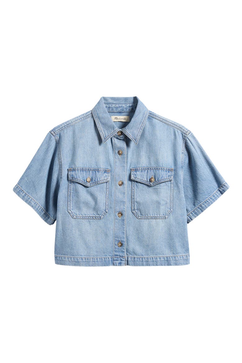 Boxy Crop Button-Up Shirt in Hallstead Wash, Alternate, color, HALLSTEAD WASH