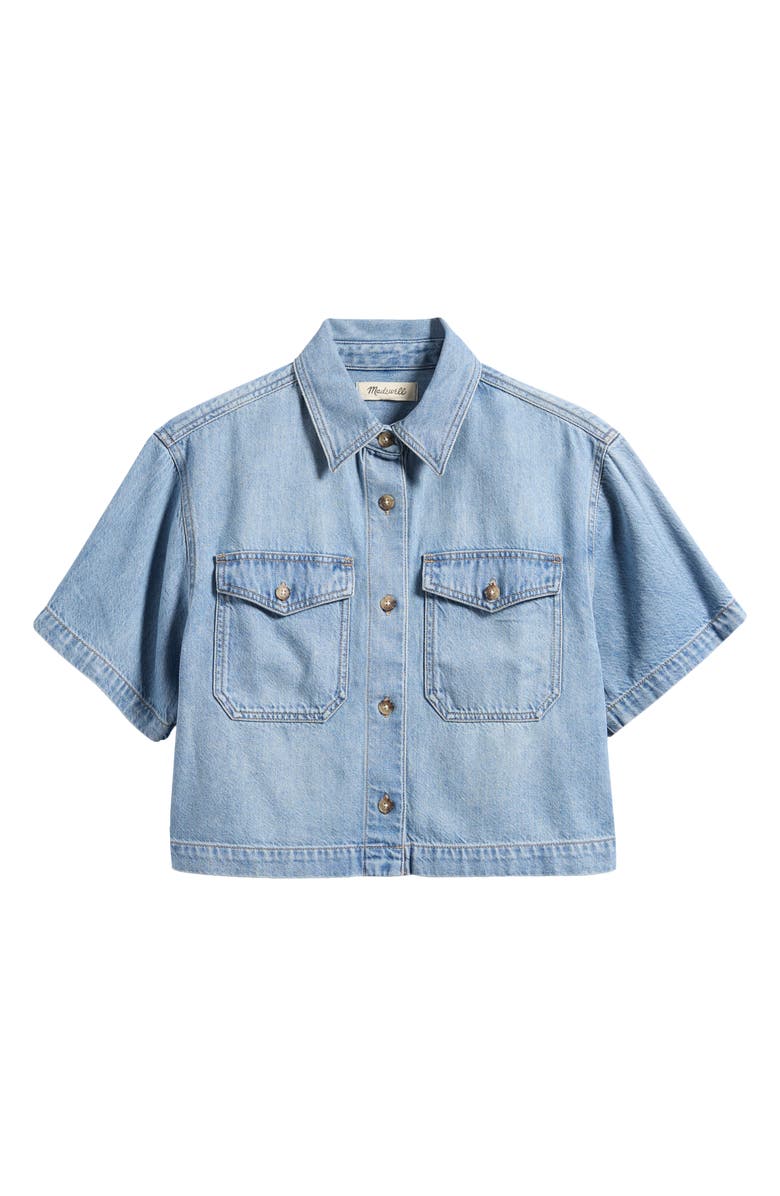 Madewell Boxy Crop Button-Up Shirt in Hallstead Wash, Alternate, color, Hallstead Wash